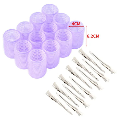 Hair Rollers Set Self Grip Hook Hair Curlers 12Pcs Heatless Roller 6/12 Clips Salon Dressing Curlers Sticky Hair Styling Tools
