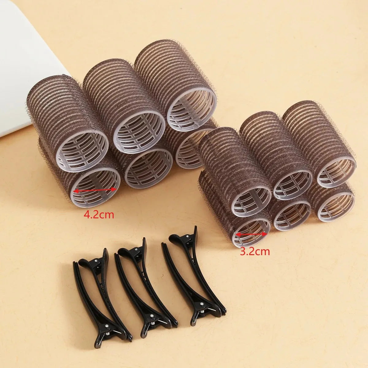 Hair Rollers Set Self Grip Hook Hair Curlers 12Pcs Heatless Roller 6/12 Clips Salon Dressing Curlers Sticky Hair Styling Tools