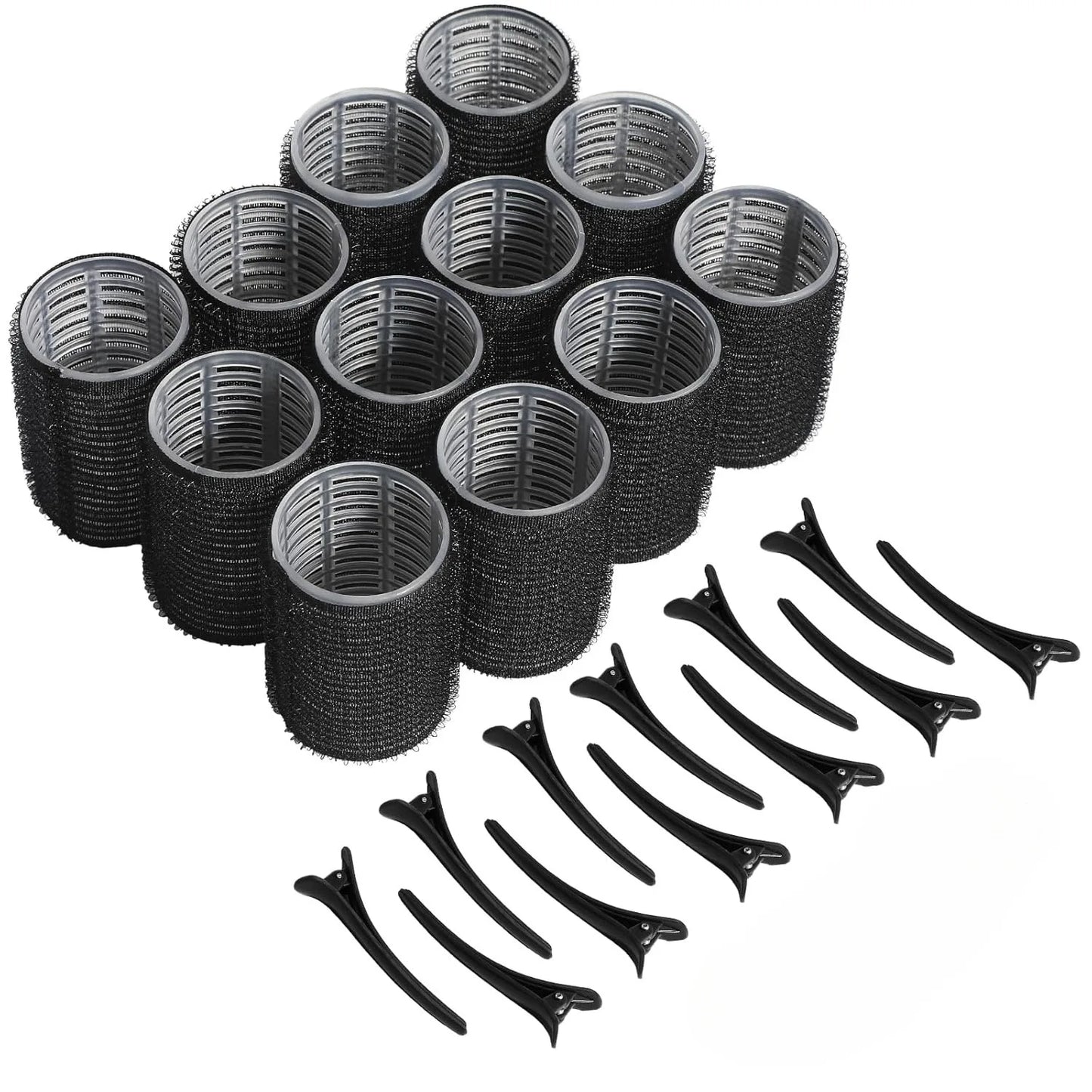 Hair Rollers Set Self Grip Hook Hair Curlers 12Pcs Heatless Roller 6/12 Clips Salon Dressing Curlers Sticky Hair Styling Tools