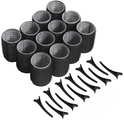 Hair Rollers Set Self Grip Hook Hair Curlers 12Pcs Heatless Roller 6/12 Clips Salon Dressing Curlers Sticky Hair Styling Tools